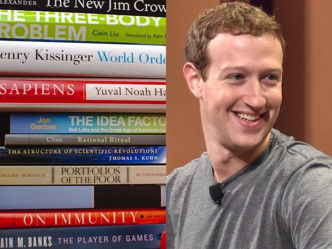 Ông chủ Facebook Mark Zuckerberg và các đầu sách. (Ảnh: Minh họa)