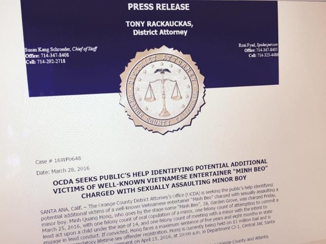 Minh Béo đang bị giam tại nhà tù quận Cam ảnh 1