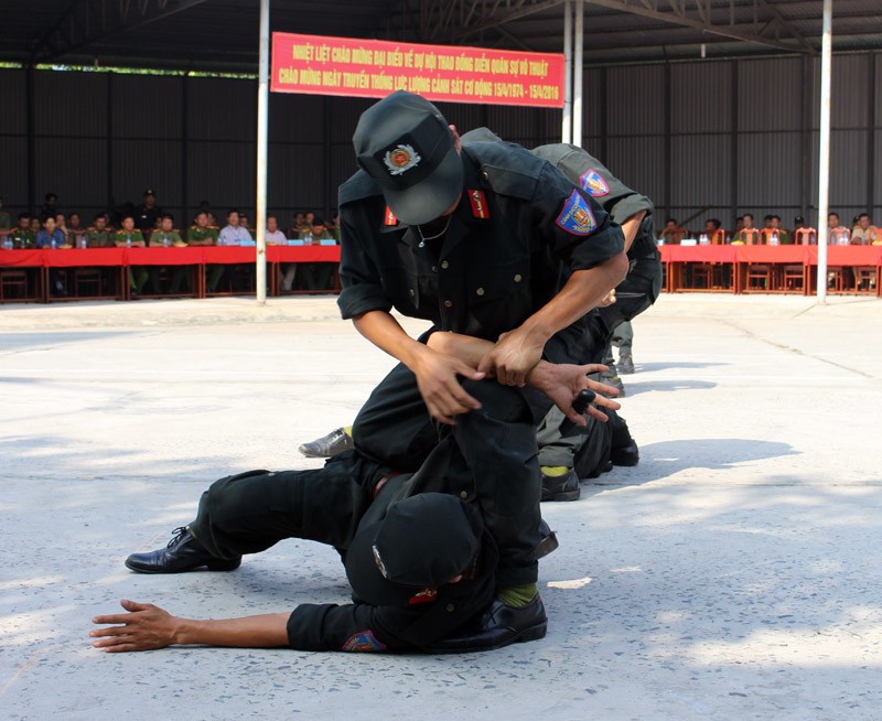 Xem cảnh sát cơ động biểu diễn sức mạnh 'mình đồng da sắt' ảnh 2