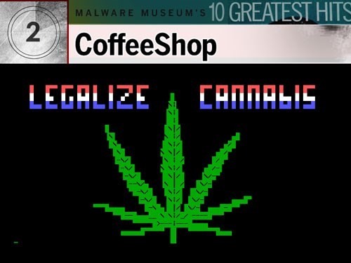 9. CoffeeShop: Phát hiện lần đầu năm 1992 và được cho là có gốc từ Thụy Điển, con virus này ít tiếng tăm trên DOS, chỉ chèn vào dòng văn bản