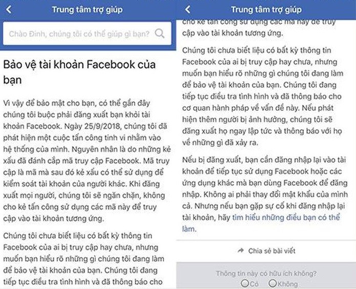 Trong ngày hôm nay (29/9), nhiều người dùng Facebook Việt Nam đã nhận được thông báo của MXH này về lý do tài khoản của họ bất ngờ log out khi đang sử dụng. Trong ngày hôm nay (29/9), nhiều người dùng Facebook Việt Nam đã nhận được thông báo của MXH này về lý do tài khoản của họ bất ngờ log out khi đang sử dụng.