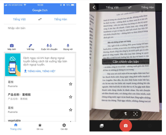 Ảnh minh họa tính năng dịch của Google.