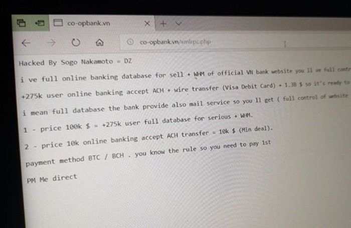 Ngân hàng Hợp tác xã tuyên bố “không bị ảnh hưởng bởi tấn công của hacker" ảnh 2 Người dùng Việt có thể khởi kiện ngân hàng vụ tin tặc rao bán 275.000 dữ liệu khách hàng với giá 100.000 USD?