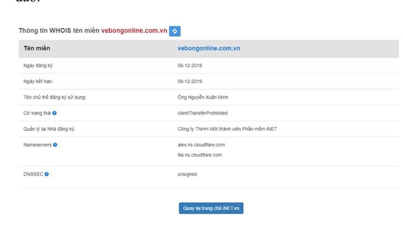 Thông tin liên quan về người sở hữu trang web bán vé giả mạo của LĐBĐVN Thông tin liên quan về người sở hữu trang web bán vé giả mạo của LĐBĐVN