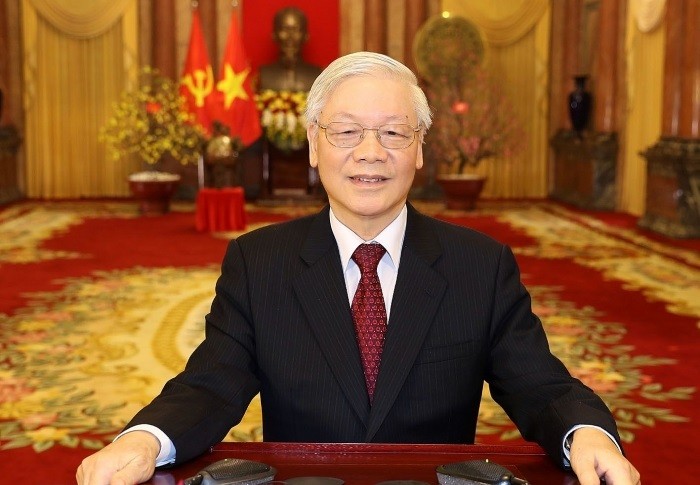 Tổng Bí thư, Chủ tịch nước Nguyễn Phú Trọng đọc Thư chúc Tết. Ảnh: TTXVN Tổng Bí thư, Chủ tịch nước Nguyễn Phú Trọng đọc Thư chúc Tết.  Ảnh: TTXVN