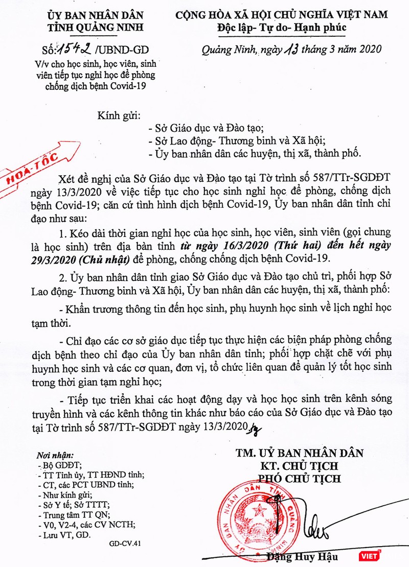 Thông báo của UBND tỉnh Quảng Ninh.