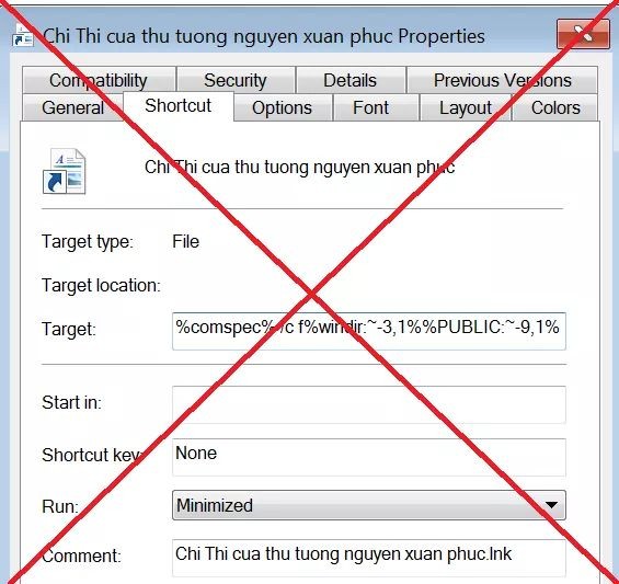 Thuộc tính tập tin mã độc bị lực lượng Công an phát hiện. Ảnh: BCA Thuộc tính tập tin mã độc bị lực lượng Công an phát hiện. Ảnh: BCA