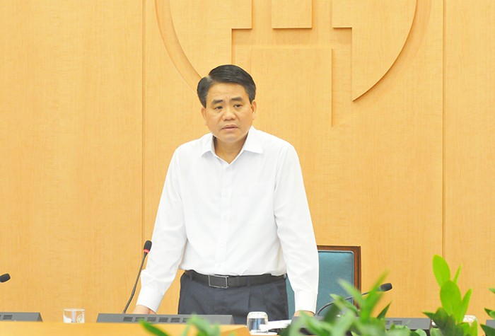 Chủ tịch UBND TP Nguyễn Đức Chung, Trưởng Ban chỉ đạo phát biểu tại phiên họp. Ảnh: UBND TP. Hà Nội Chủ tịch UBND TP Nguyễn Đức Chung, Trưởng Ban chỉ đạo phát biểu tại phiên họp. Ảnh: UBND TP. Hà Nội