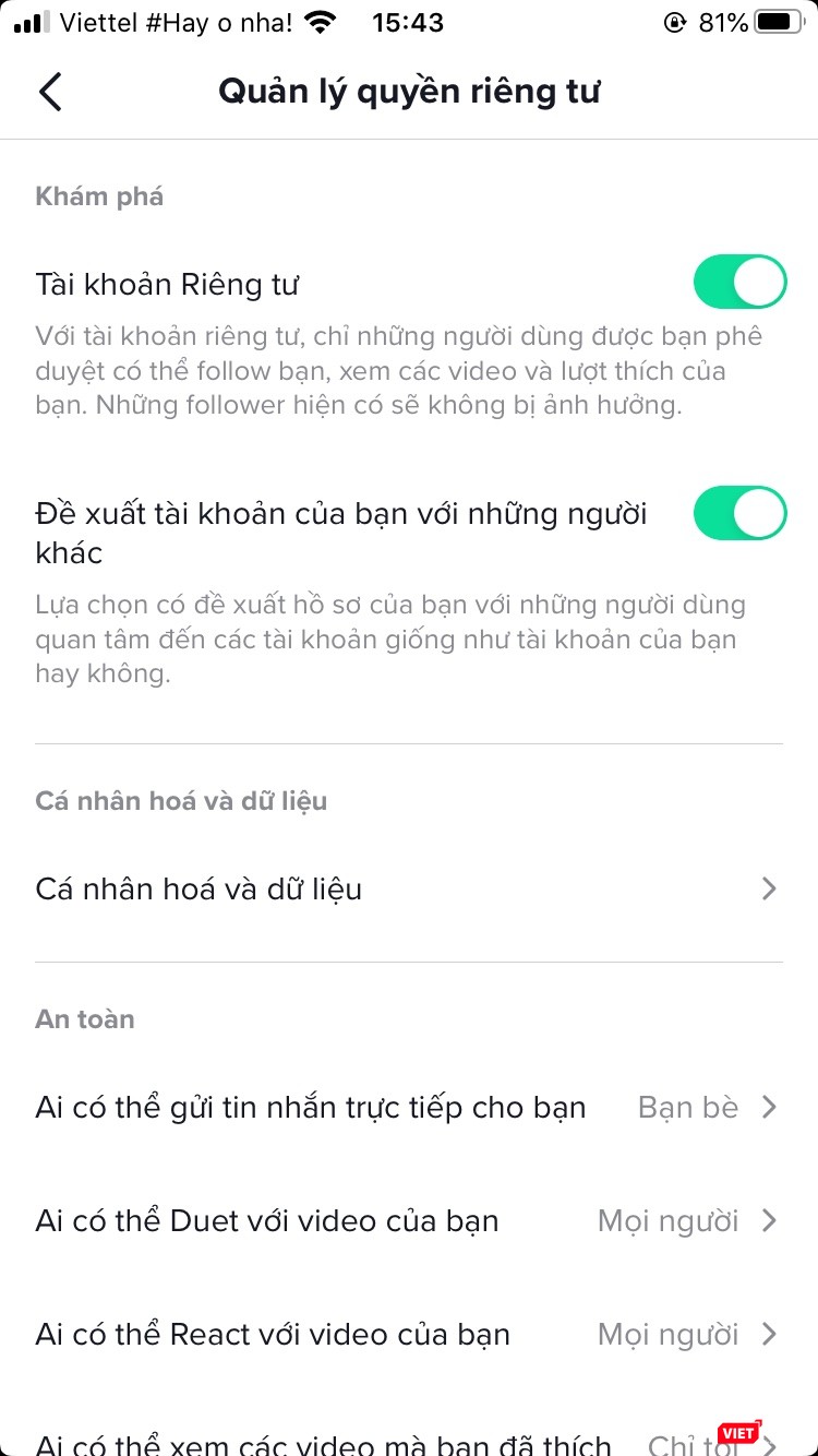 Phụ huynh kết nối tài khoản TikTok của của mình với con cái và thực hiện cài đặt nhằm giúp con sử dụng TikTok đúng cách. Ảnh chụp màn hình. Phụ huynh kết nối tài khoản TikTok của của mình với con cái và thực hiện cài đặt nhằm giúp con sử dụng TikTok đúng cách. Ảnh chụp màn hình.