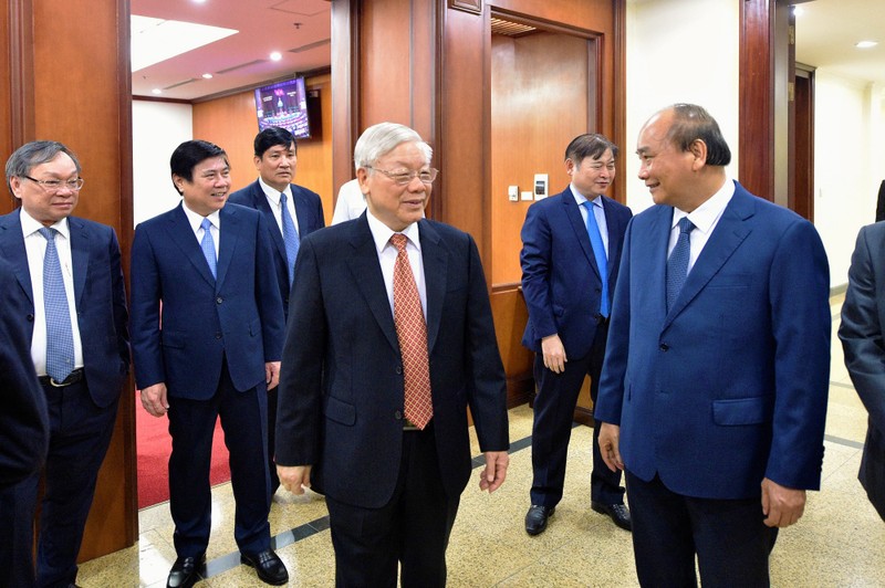 Tổng Bí thư, Chủ tịch nước Nguyễn Phú Trọng và Thủ tướng Chính phủ Nguyễn Xuân Phúc. Ảnh VGP