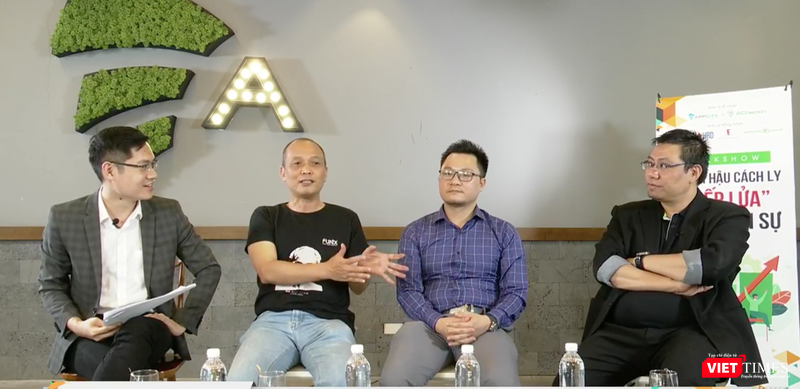 Các khách mời tham gia talkshow "Đi làm hậu cách ly - Tiếp lửa cho nhân sự". Các khách mời tham gia talkshow "Đi làm hậu cách ly - Tiếp lửa cho nhân sự".