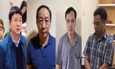 Bốn bị can (từ trái qua): Đinh La Thăng, Nguyễn Hồng Trường, Nguyễn Chí Thành, Lê Trung Cường Bốn bị can (từ trái qua): Đinh La Thăng, Nguyễn Hồng Trường, Nguyễn Chí Thành, Lê Trung Cường