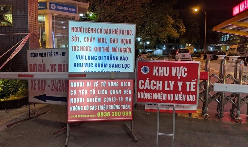 Khu vực cổng Bệnh viện Trẻ em Hải Phòng những ngày phong tỏa, cách ly y tế. Ảnh: UBND TP. Hải Phòng.