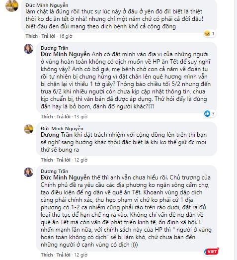 Nhiều ý kiến tranh luận quyết liệt, cho rằng Hải Phòng đang &quot;bỏ bom&quot;, &quot;đánh đố&quot; người dân. Ảnh chụp chỉ là một phần trong nội dung trao đổi.