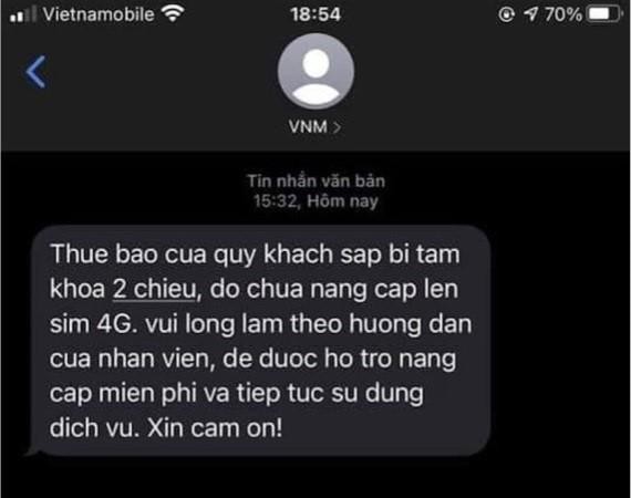 Nội dung tin nhắn lừa đảo. Ảnh: Cục CT&amp;BVNTD