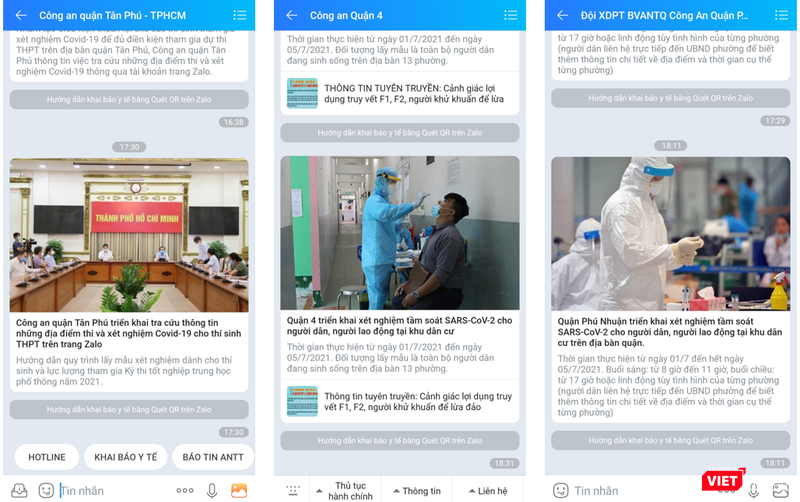 Người dân tìm kiếm và quan tâm trang Zalo chính thức của các quận nơi mình sinh sống để nhận thông tin mỗi ngày Người dân tìm kiếm và quan tâm trang Zalo chính thức của các quận nơi mình sinh sống để nhận thông tin mỗi ngày