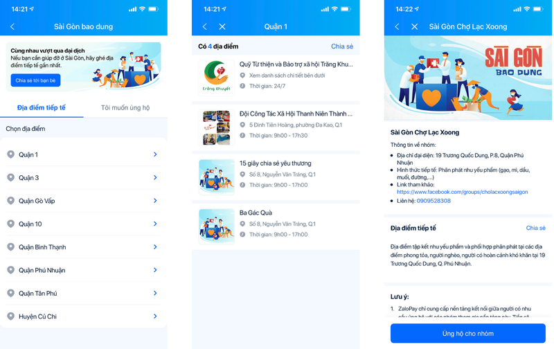 Giao diện của nền tảng &quot;Sài Gòn bao dung&quot; (ảnh chụp màn hình)