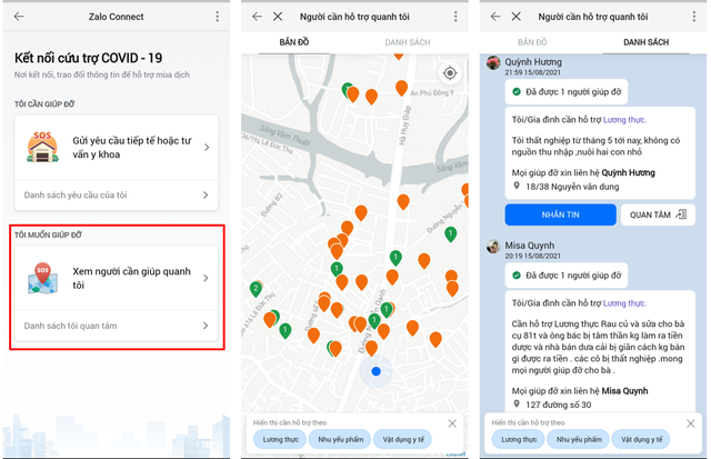 Thông tin được chia sẻ và cập nhật trên hệ thống bản đồ để nhận được giúp đỡ từ cộng đồng