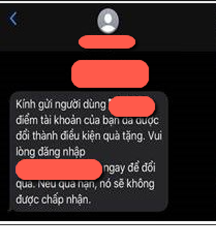 Nội dung tin nhắn SMS lừa đảo. Nội dung tin nhắn SMS lừa đảo.