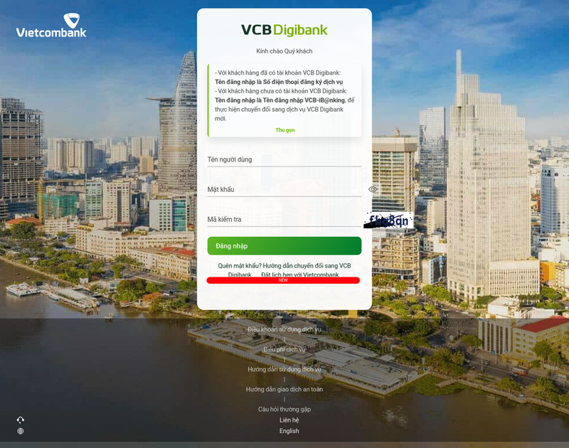 Một trang web lừa đảo giả mạo Vietcombank. Một trang web lừa đảo giả mạo Vietcombank.