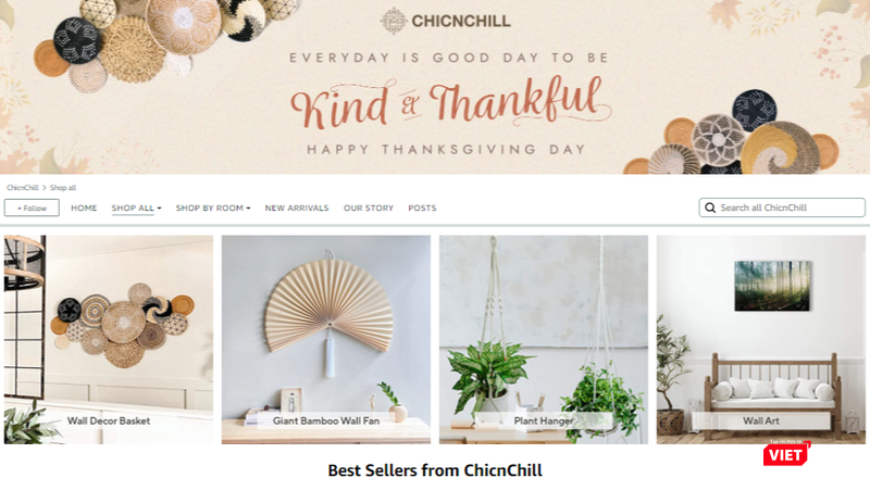 Gian hàng của ChicnChill trên sàn thương mại điện tử Amazon. Ảnh chụp màn hình.