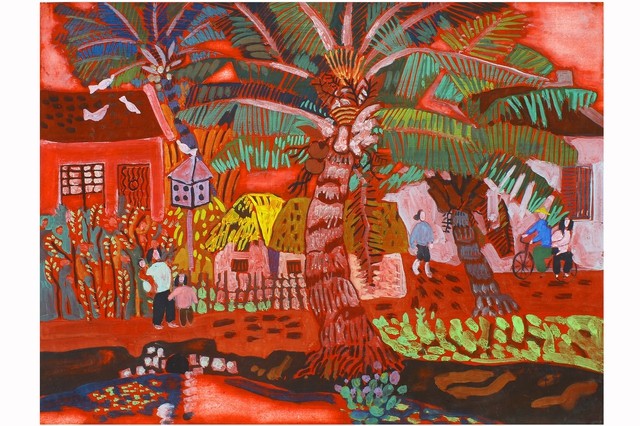 Tác phẩm Dừa Kiến An của tác giả Phạm Viết Hồng Lam, thể loại Bột màu, sáng tác năm 1985 Tác phẩm Dừa Kiến An của tác giả Phạm Viết Hồng Lam, thể loại Bột màu, sáng tác năm 1985