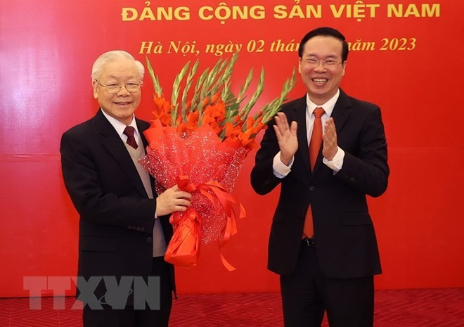 Lễ trao Huy hiệu 55 năm tuổi Đảng tặng Tổng Bí thư Nguyễn Phú Trọng ảnh 7 Lễ trao Huy hiệu 55 năm tuổi Đảng tặng Tổng Bí thư Nguyễn Phú Trọng ảnh 7