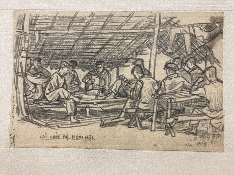 Tác phẩm Cán bộ khai hội của Nguyễn Trọng Hợp.