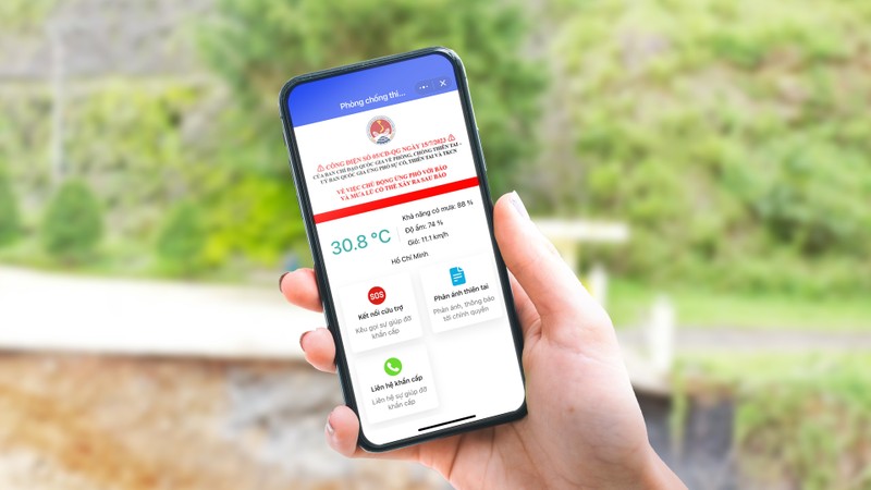 Giao diện mini app Phòng chống thiên tai Việt Nam.