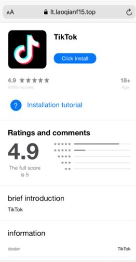 Một trang web giả mạo App Store nhằm dẫn dụ người dùng cài đặt ứng dụng TikTok thông qua công cụ dành cho nhà phát triển. (Ảnh chụp màn hình) Ảnh Kaspersky 3 - Kaspersky has discovered SparkKitty - a new Trojan spy on App Store and Google Play.jpg.png