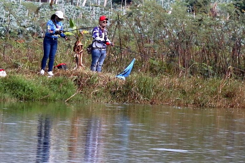 Bên kia bờ hồ, nữ cần thủ tên Lý, vợ của Chủ tịch Hội Cần thủ, đã câu được cá. Bên kia bờ hồ, nữ cần thủ tên Lý, vợ của Chủ tịch Hội Cần thủ, đã câu được cá.