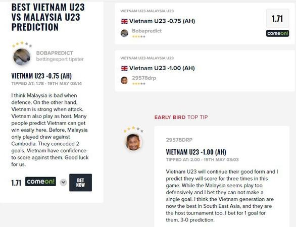 Các chuyên gia dự đoán trận: U23 Việt Nam và U23 Malaysia - Ảnh: Betting Expert
