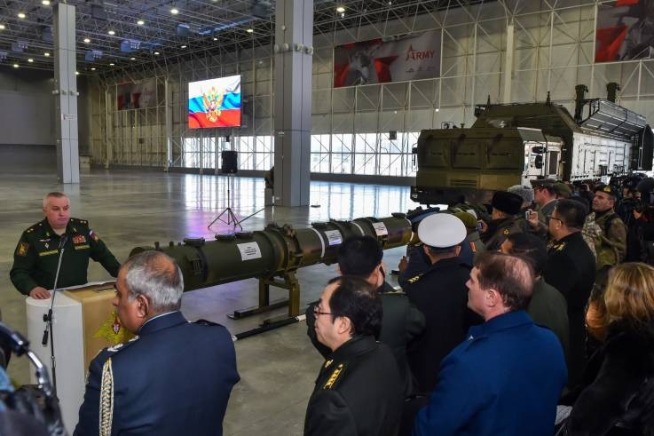 Tên lửa hành trình Novator 9M729 của Nga trong buổi trưng bày ở Moscow hồi tháng 1 năm nay (Ảnh: AFP) Tên lửa hành trình Novator 9M729 của Nga trong buổi trưng bày ở Moscow hồi tháng 1 năm nay (Ảnh: AFP)