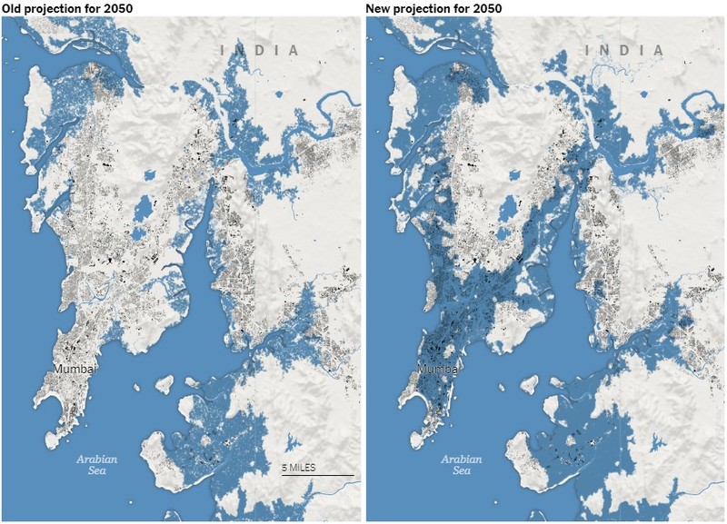 Thành phố Mumbai của Ấn Độ cũng không tránh khỏi rủi ro bị nước biển xâm lấn. (Ảnh: NYTimes) Thành phố Mumbai của Ấn Độ cũng không tránh khỏi rủi ro bị nước biển xâm lấn (Ảnh: NYTimes)