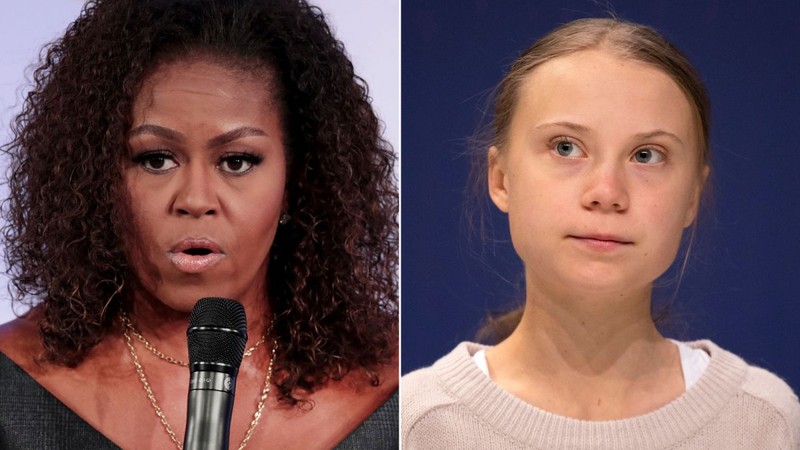 Cựu Đệ nhất phu nhân Mỹ lên tiếng bênh vực Greta Thunberg trên Twitter (Ảnh: CNN)