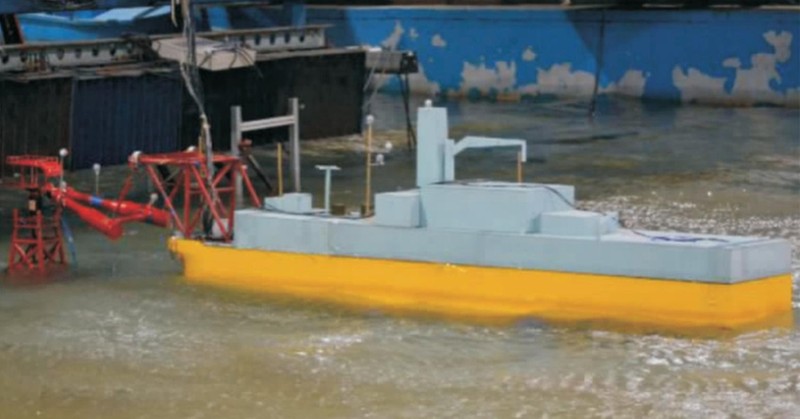 Mô hình nhà máy điện hạt nhân nổi được đem ra thử nghiệm (Ảnh: CGN)