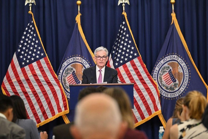 Chủ tịch Fed Jerome Powell thông báo về lãi suất cân bằng trong hôm thứ Tư tuần trước (Ảnh: AFP) Chủ tịch Fed Jerome Powell thông báo về lãi suất cân bằng trong hôm thứ Tư tuần trước (Ảnh: AFP)