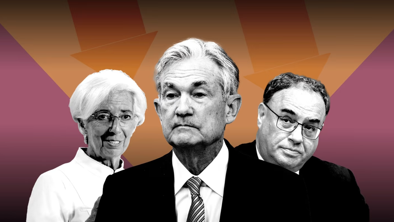 Chủ tịch ECB Christine Lagarde, Chủ tịch Fed Jerome Powell và Thống đốc Ngân hàng Anh Andrew Bailey (Ảnh: FT)