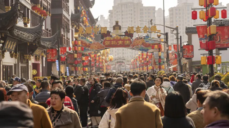 Du khách gần Yuyuan Bazaar ở Thượng Hải, Trung Quốc (Ảnh: Getty)