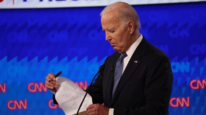 Tổng thống Mỹ Joe Biden tại cuộc tranh luận trực tiếp với ông Donald Trump tối 27/6 (Ảnh: CNN)