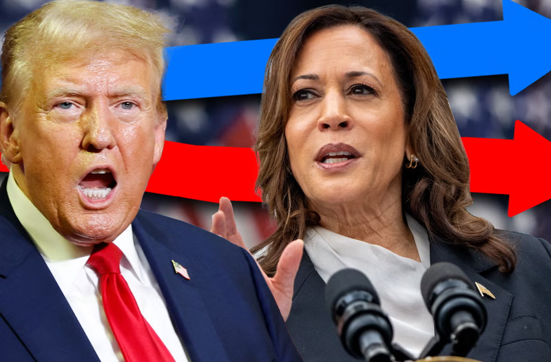 Hai ứng viên Donald Trump và Kamala Harris đang có cuộc đua sát nút (Ảnh: Independent)