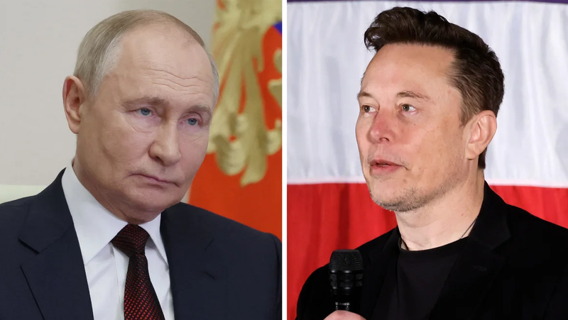 Tổng thống Nga Vladimir Putin và tỷ phú công nghệ Mỹ Elon Musk (Ảnh: Getty)