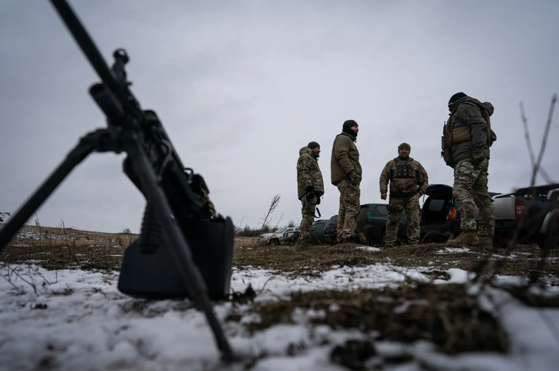 Quân nhân Ukraine trong cuộc tập trận ở Donetsk, Ukraine ngày 15/12. Ảnh: Getty.