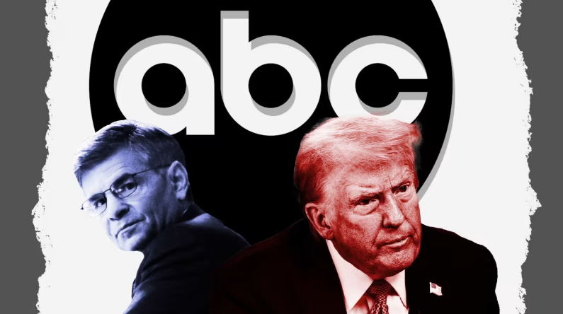 Người dẫn chương trình George Stephanopoulos của kênh ABC và ông Donald Trump. Ảnh: Getty