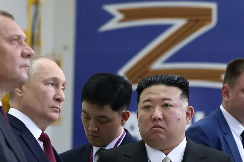 Một bức ảnh tư liệu cho thấy Tổng thống Nga Vladimir Putin và Chủ tịch Triều Tiên Kim Jong-un. Ảnh: AFP.