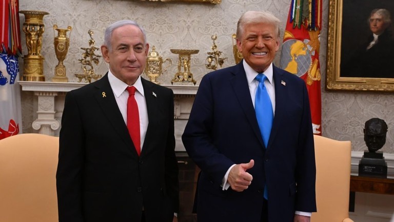 Tổng thống Mỹ Donald Trump tiếp Thủ tướng Israel Benjamin Netanyahu tại Nhà Trắng. Ảnh: Getty.