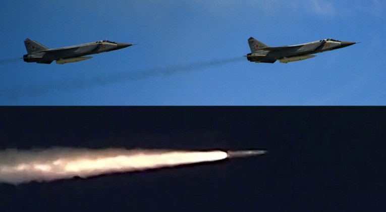 Máy bay chiến đấu MiG-31K/I và vụ phóng tên lửa đạn đạo Kinzhal. Ảnh: MW. Nga tấn công tổng lực Ukraine bằng UAV và tên lửa Mục đích là gì 2.jpeg