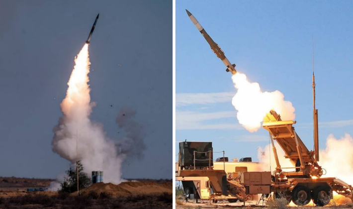 Hình ảnh khai hỏa của hệ thống S-400 (trái) và Patriot. Ảnh: MW.