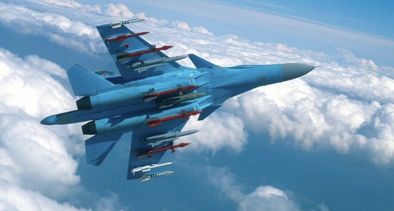 Su-34 với 2 tên lửa không đối không R-73, 2 tên lửa R-77 và 2 tên lửa R-27, 2 tên lửa hành trình Kh-31 và 1 bom dẫn đường bằng laser KAB-1500L. Ảnh: MW. Su-34M có thể trở thành “vũ khí hạt nhân bay” của Triều Tiên 4.jpeg