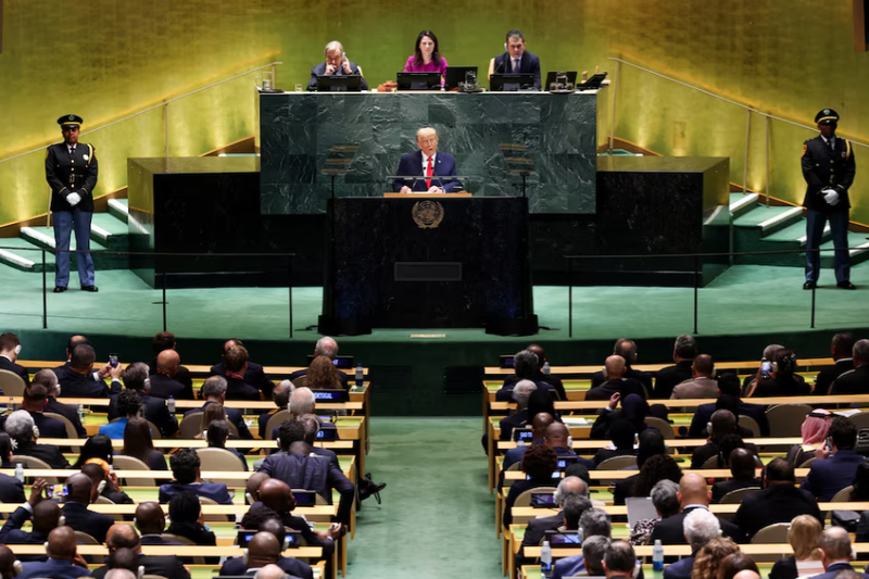 Ông Trump nêu nhiều vấn đề trong bài phát biểu tại Đại hội đồng LHQ hôm 23/9. Ảnh: Reuters. Trump gây sốc tại LHQ Gọi biến đổi khí hậu là trò lừa đảo, cảnh báo Nga, chỉ trích châu Âu 2.png
